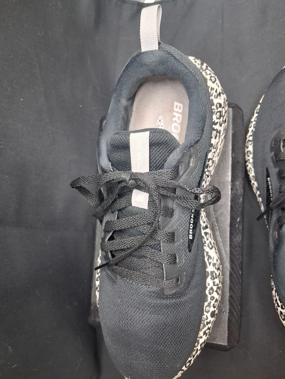 Brooks Black Athletic Shoes with Leopard-Print Midsole